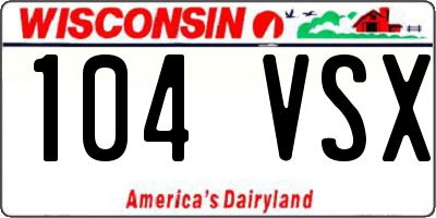 WI license plate 104VSX