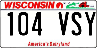 WI license plate 104VSY