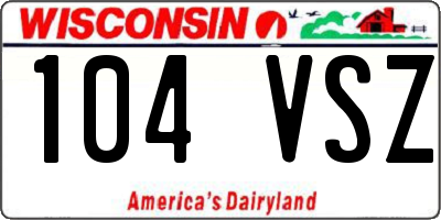 WI license plate 104VSZ