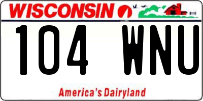 WI license plate 104WNU