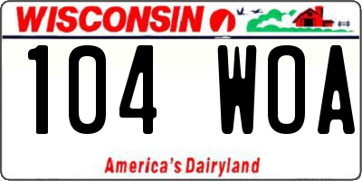 WI license plate 104WOA