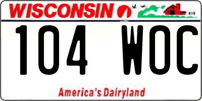 WI license plate 104WOC