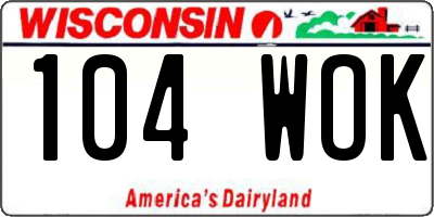 WI license plate 104WOK