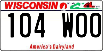 WI license plate 104WOO