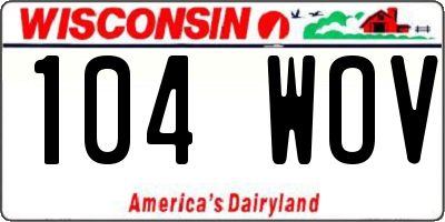 WI license plate 104WOV