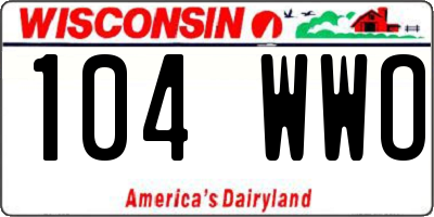 WI license plate 104WWO