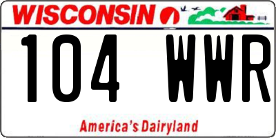 WI license plate 104WWR