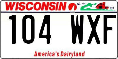 WI license plate 104WXF