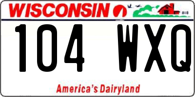 WI license plate 104WXQ