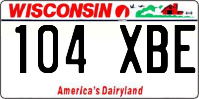 WI license plate 104XBE