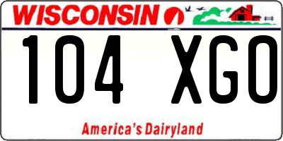 WI license plate 104XGO
