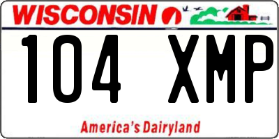 WI license plate 104XMP