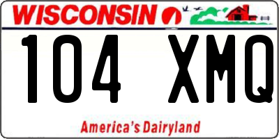WI license plate 104XMQ