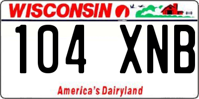 WI license plate 104XNB
