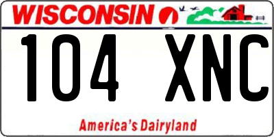 WI license plate 104XNC