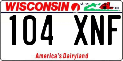 WI license plate 104XNF