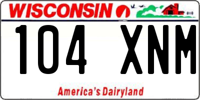 WI license plate 104XNM