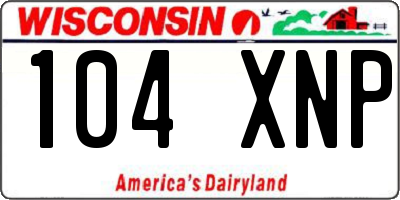 WI license plate 104XNP