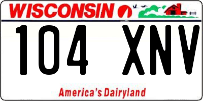 WI license plate 104XNV