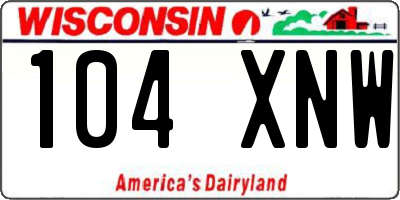 WI license plate 104XNW