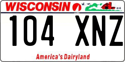 WI license plate 104XNZ