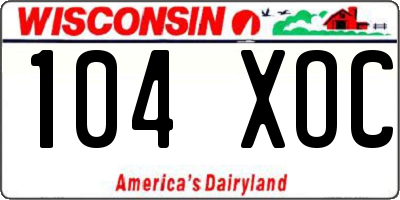 WI license plate 104XOC