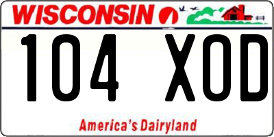 WI license plate 104XOD