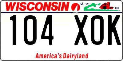 WI license plate 104XOK