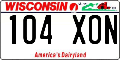 WI license plate 104XON