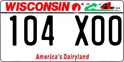 WI license plate 104XOO
