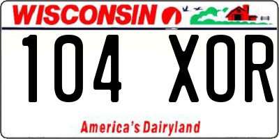 WI license plate 104XOR