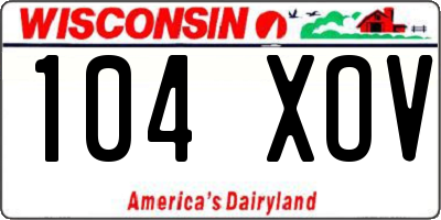 WI license plate 104XOV