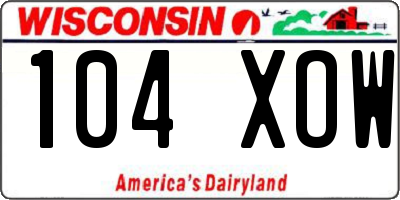 WI license plate 104XOW
