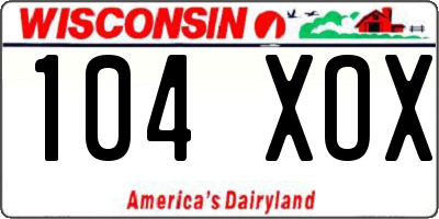WI license plate 104XOX