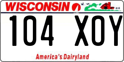 WI license plate 104XOY