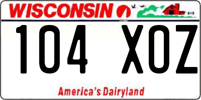 WI license plate 104XOZ