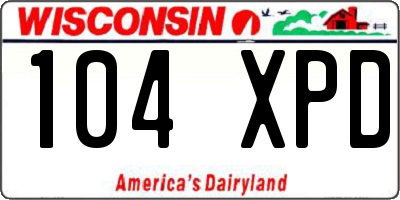 WI license plate 104XPD