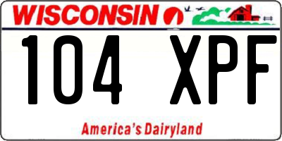 WI license plate 104XPF