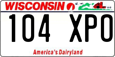 WI license plate 104XPO