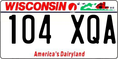 WI license plate 104XQA