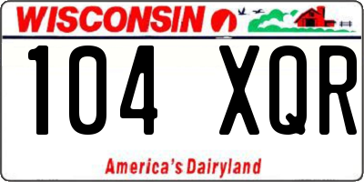 WI license plate 104XQR