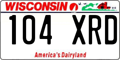 WI license plate 104XRD