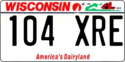 WI license plate 104XRE