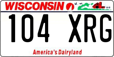 WI license plate 104XRG