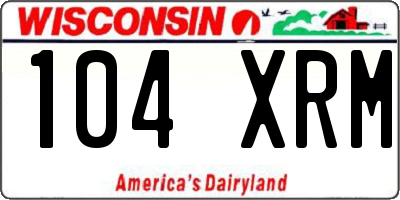WI license plate 104XRM