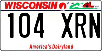 WI license plate 104XRN