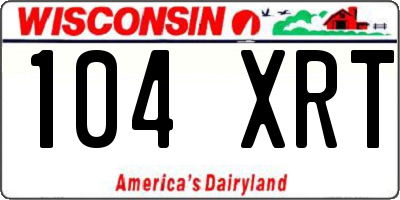 WI license plate 104XRT