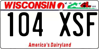 WI license plate 104XSF