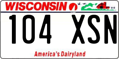 WI license plate 104XSN