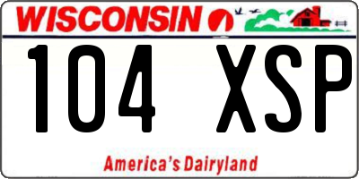 WI license plate 104XSP